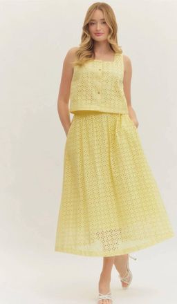 Entro Eyelet Skirt Set In Yellow