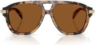Michael Kors Grenada 56mm Aviator Sunglasses in Vintage Tortoise /Amber Mono at Nordstrom