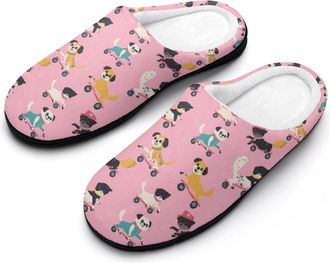 Generic Cute Dogs Roller Skating Cotton Slippers for Women Indoor Outdoor Slipper Slip-On Memory Foam Home Shoes