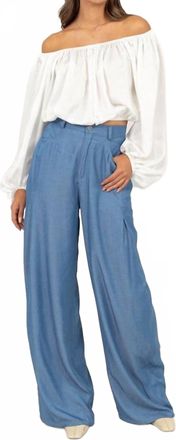 HYFVE Workwear To Weekend High Waist Woven Pants In Blue