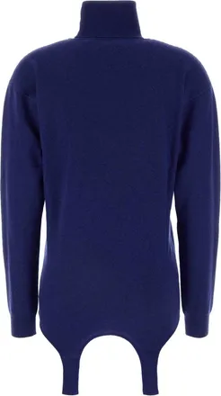 Saint Laurent Womens Roule Sweater Navy Cashmere