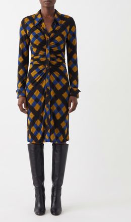 Diane Von F&uuml;rstenberg Diamond Print Viscose Midi Shirt Dress