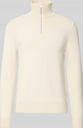 Marc O'Polo Regular Fit Troyer aus Baumwoll-Schurwoll-Mix in Offwhite, Größe XXL