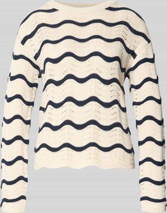 Vila Regular Fit Pullover in Strick-Optik Modell Wave in Marine, Gr&ouml;&szlig;e XL