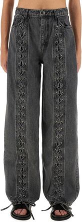 Rotate Wide-Leg Pants With Lace-Up Detailing In Organic Cotton