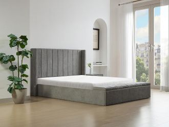 Vente-Unique Letto con contenitore 180 x 200 cm con panca Tessuto Grigio - DOUINO