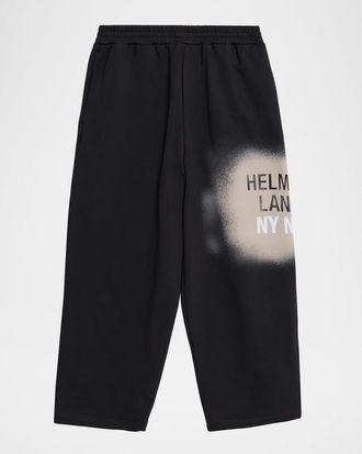 Helmut Lang Mens Spray Logo Cotton Relaxed-Fit Sweatpants