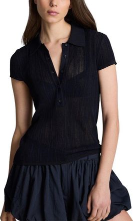 Kenneth Cole Variegated Rib Cap Sleeve Polo Shirt