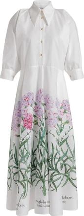Alberta Ferretti Katoenen Overhemdjurk met Herbariumprint - Dames - Shirt Kleedjes - Veelkleurig - M - Katoen - Kleedjes
