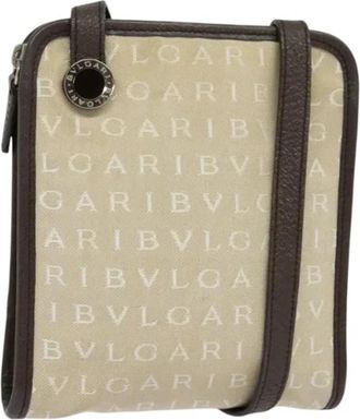 Bulgari Pre-owned Canvas shoulder-bags - Dames - Vintage Schoudertas - Beige - ONE Size - Leer - Vintage