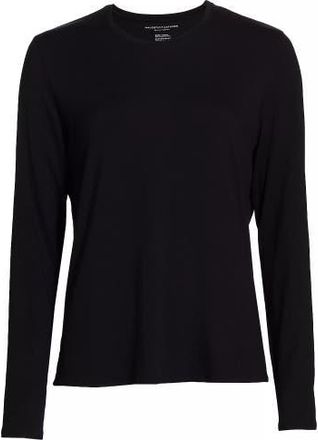 Majestic Filatures Soft Touch Semi Relaxed Long Sleeve Crewneck T-Shirt in Noir at Nordstrom, Size 1