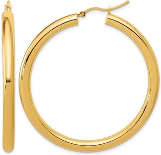 Diamond2Deal 14k Yellow Gold 4x50mm Round Hoop Earrings