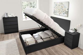 Birlea Ottoman Bed Frame Storage Oslo Gas Lift Black Grey White | Size: King