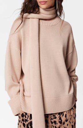 & Other Stories Scarf Detail Relaxed Wool Sweater in Beige Dusty Light at Nordstrom Rack, Size X-Small