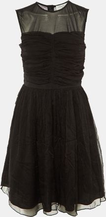 Sandro Black Silk Chiffon Ruffled Mini Dress