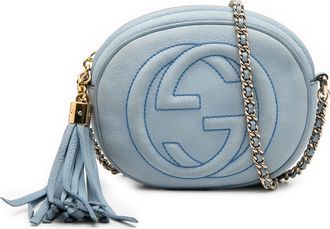 Gucci Blue Mini Nubuck Soho Chain Crossbody