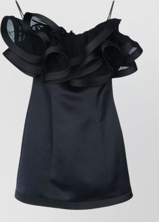 Elisabetta Franchi top ruffled neckline eyelet detail straps