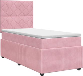 vidaXL Cama Box Spring Con Colch&oacute;n Rosa 90 X 200 Cm Terciopelo Vidaxl