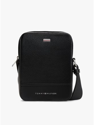 Tommy Hilfiger Mens Pebbled Mini Reporter Bag - Black