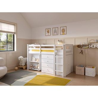 Flair Soban Shorty Midsleeper Cabin Bed with Desk White | Size: Junior