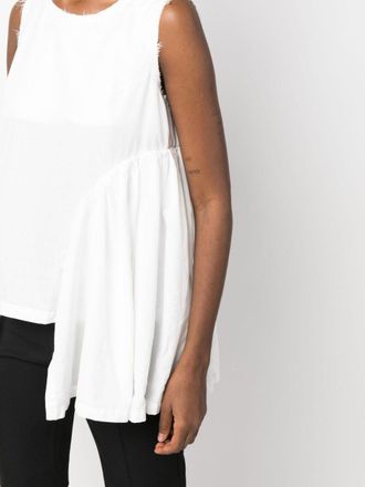 Comme Des Gar&ccedil;ons Draped Frayed Tank Top - White