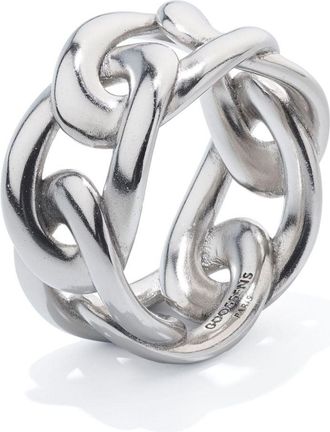 Goossens lhassa chunky-link ring - unisex - Palladium Plated Brass - One Size - Silver