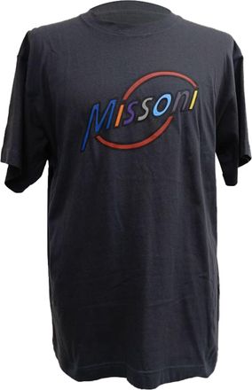 Missoni Logo-Print Crewneck T-Shirt in Black Cotton