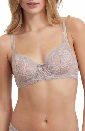 Skarlett Blue Minx Lace Balconette Bra in Pebble/peach at Nordstrom, Size 30Ddd