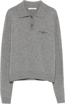 Givenchy long-sleeve knitted polo top - women - Wool/Cashmere - M - Grey