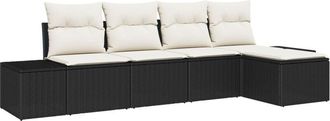 vidaXL Vidaxl - Garden Sofa Set with Cushion with Storage 5 pcs Black, Cream
