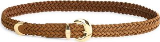 Madewell Domed Buckle Woven Suede Belt in Aged Cognac at Nordstrom, Size Xx-Small