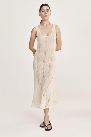 H&M Crochet-look Midi Dress in Light Beige at Nordstrom, Size X-Small