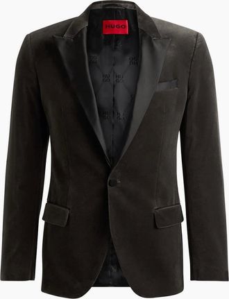 HUGO BOSS Mens Regular Fit Solid Patterned Blazer - Grey - Size: Regular/36