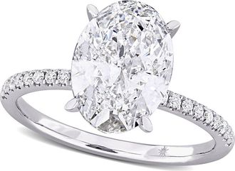 Allurez Oval Cut Lab Diamond Engagement Ring 14K in 3.16Ct/white Gold at Nordstrom, Size 8.5