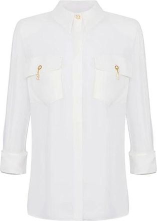 Elisabetta Franchi Dames, Blouses & Shirts, Wit, Maat: S Viscose