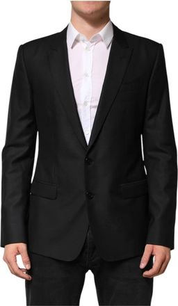 Dolce & Gabbana Zwarte Wol Single Breasted Jas Blazer - Heren - Blazers - Zwart - XL - Wol - Jassen