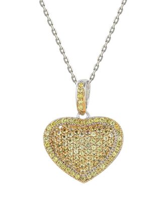 Suzy Levian Silver 0.02 Ct. Tw. Diamond & Sapphire Pendant Necklace