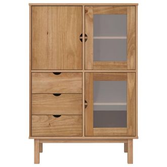 Berkfield Home Highboard OTTA 85x43x125 cm Solid Wood Pine in Brown | Size: 85 x 43 x 125 cm