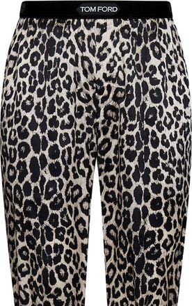 Tom Ford Womens Trousers Silk Leopard Print Black
