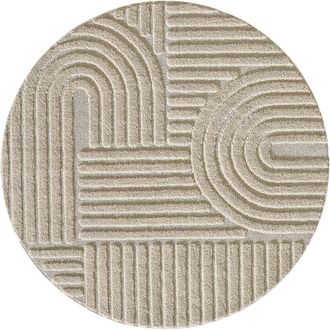 Nazar Rugs Alfombra de relieves geom&eacute;tricos beige redonda - d200 cm