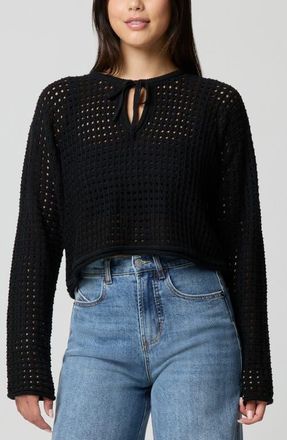 Florence By Mills Keyhole Open Knit Crop Sweater in Black at Nordstrom, Size Xx-Small