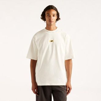 New Balance Uomo Street Classics Multi Blur T-Shirt in Bianco, Jersey di Cotone, Taglia 2XL