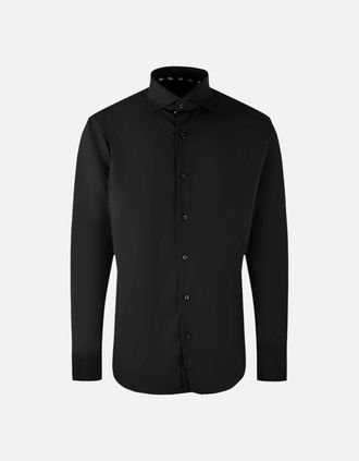 Aquascutum Mens Aquascutum Plain Long Sleeve Black Shirt - Size: 38/Regular