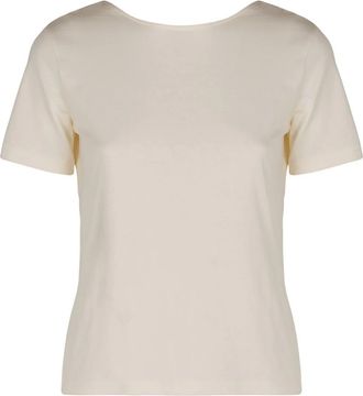 Nina Ricci Tops, Dames, Beige, M, Katoen, Katoenen Crew-neck T-shirt Open Rug