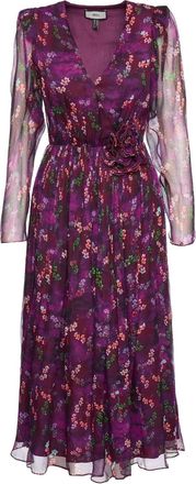 Nissa Midi-jurk met bloem-applicatie - Paars