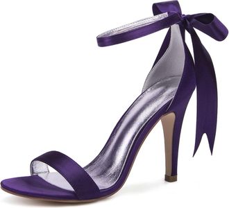 Generic Wedding Bridal Shoes High Heels Women Open Toe Stiletto Sandals Wedding Bridal Party Prom Dress Shoes 10.5Cm,Dark Purple,8 UK