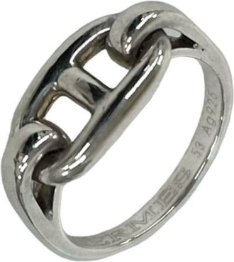 Herm&egrave;s Silver Silver 925 Band Ring (Pre-Owned)