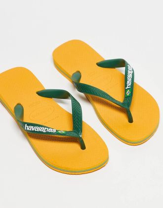 Havaianas unisex Brazil logo flip flops in green