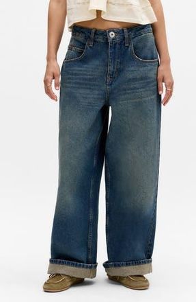 BDG Jaya Low Rise Wide Leg Jeans in Tinted Blue at Nordstrom Rack, Size 27 32