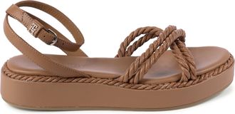 Tommy Hilfiger Womens Platform Sandals Rope Detail - Tan - Size EU 38